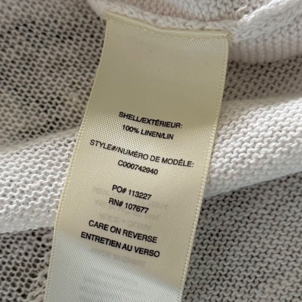 Alice + Olivia Quiana White Asymmetric 100% Linen Knit Pullover Sweater Size XS - Picture 7 of 10